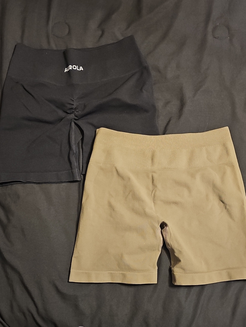 AUROLA Seamless Scrunch Butt Biker Shorts 2 Pack Black Brown